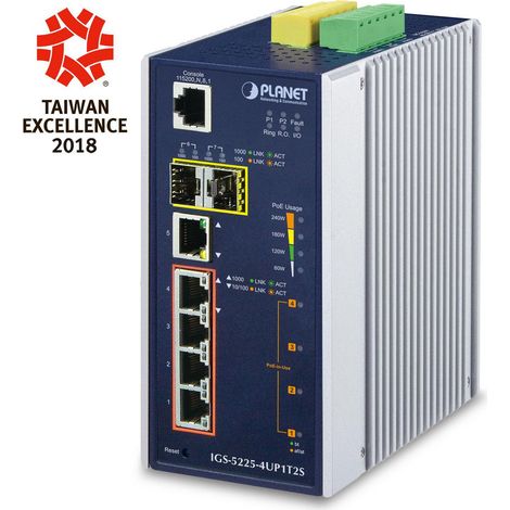 Controller industriale Planet IP30 L2+/L4 a 4 porte, IGS-5225-4UP1T2S