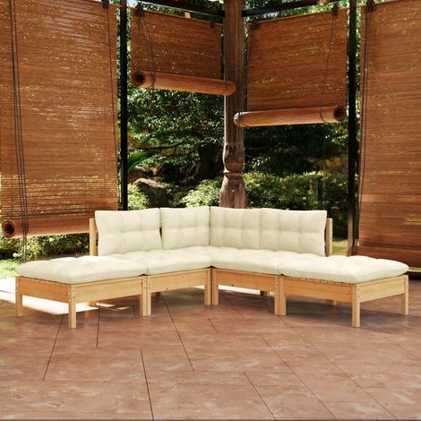 Furniture Limited - Salon de jardin 5 pcs avec coussins crème boi (1/5)