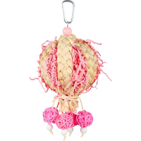 Bird Toys Foraging Shredder Hanging Toys Rope Perch with Bell Parakeet Toy Parrot Swing Climbing Standing Toys Bird Cage Accessories for Conure Cockatiel Budgies Lovebird, Pink, 1 Pack (1/4)