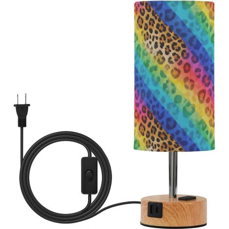 Lampe de table à motif léopard arc-en-ciel avec ports USB C + A (1/5)