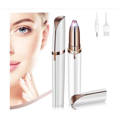 Mini recortadora de cejas recargable para mujer - Para cejas, labios, nariz y cuerpo - Con cepillo de limpieza (1/5)