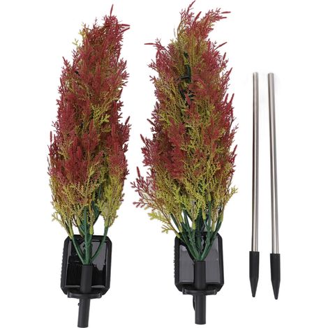 2 pièces Solaire Arbre De Noël Pieu Lumières Puissance Décoration De Jardin Lumière Extérieure LED Résistant À L'eau pour Patio Cour Pelouse (1/5)