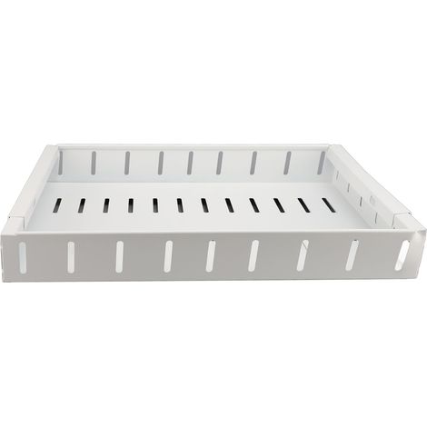 Tiroir coulissant extensible sous meuble sans perçage adhésif acier carbone blanc 30-47x40x5,5cm pour placard cuisine (1/5)