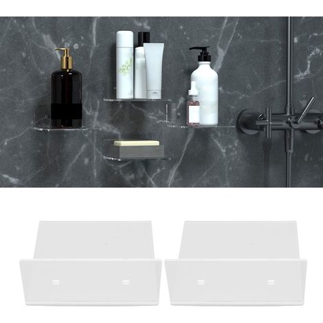 Lot de 2 petites étagères flottantes murales en acrylique transparent, avec adhésif, idéales pour exposer des plantes et autres objets de collection. Parfaites pour la décoration de chambre. (1/5)