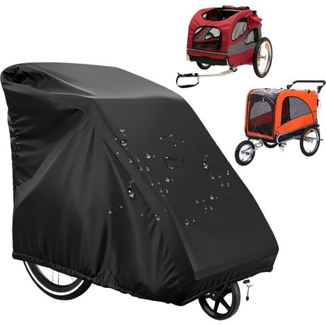 Garage pliable pour remorque de vélo : 140 x 84 x 99 cm Housse de remorque de vélo en tissu Oxford 420D coupe-vent indéchirable imperméable universel pour remorque de chien (noir) (1/5)