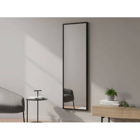Dmora - Specchio Alp, Specchiera, Articolo d'arredo a muro, Decorazione con specchio, 50x2h160 cm, Nero, con imballo rinforzato, con imballo rinforzato (1/5)