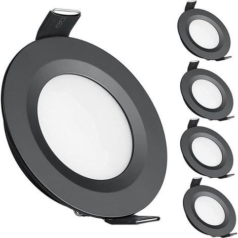 faretti LED da incasso 12V, foro 58-65mm, 3W, 6400K, luci da incasso a soffitto per camper, barca, roulotte, furgone, yacht, bianco freddo (nero) (1/4)