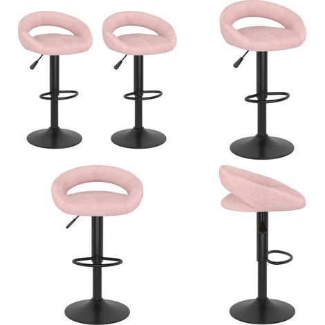 vidaXL Tabourets de bar lot de 2 rose velours (1/5)