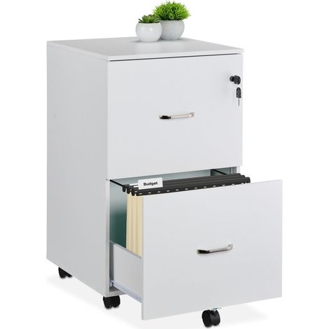 Rollcontainer mit Schloss, 2 Schubladen, A4/Letter-Ordner