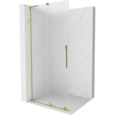 Mexen Velar L Duschwand Schiebetür Walk-in 90 x 200 cm, Frost 8 mm, Gold - 871-090-003-33-50 (1/5)