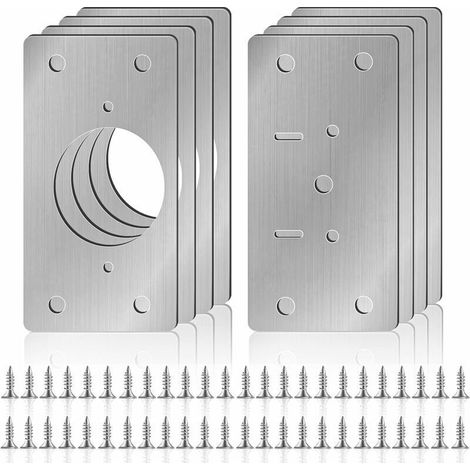 Cabinet door hinge repair plates – 8-piece steel kit for wooden furniture, shelves and cupboards