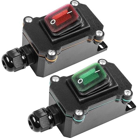 Interrupteur de câble en ligne DPST Interrupteur d'allumage/d'arrêt imperméable DC 12V 20A Light rouge / vert Ligne d'entrée et de sortie unilatérale Interrupteur d'arrêt de démarrage IP68 KCD4 PG9 (1/5)