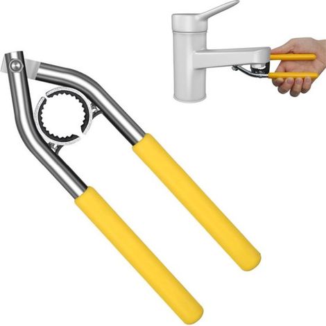 Wasserhahnschlüssel – Belüfterschlüssel – Komfortabler Griff – Langlebig – Gelb – 163 x 48 mm – Wasserhahn-Ausbauschlüssel – Geeignet für Küchen- und Badezimmerarmaturen