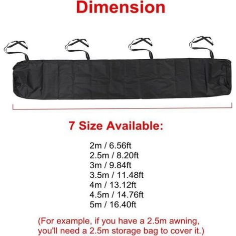 Housse de Protection - Auvent - Tissu 420D Respirant Anti-poussière - Pour Store Banne 3 m - Noir (1/5)