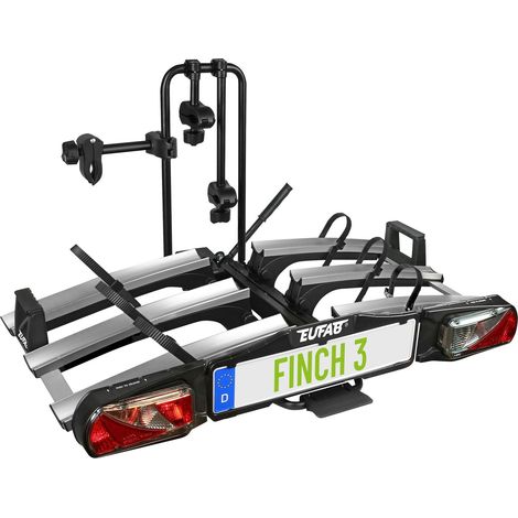 Eufab – Porte-vélos plateforme 3 vélos – Charge utile 60 kg – Système de basculement à pédale – Compatible vélos électriques (1/5)