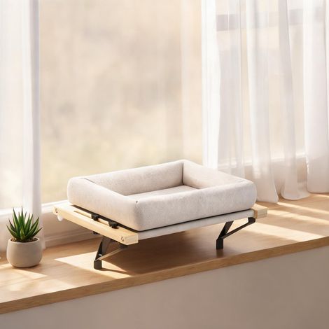 Coussin pour chat en bois avec fixation fenêtre et radiateur (1/5)