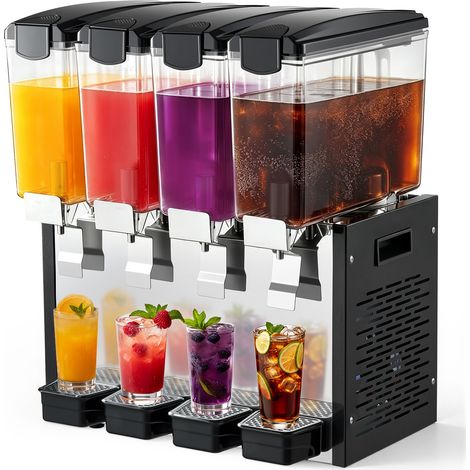 VEVOR Dispenser Bevande Fredde Commerciale 4 Serbatoi 4x10 L Acciaio Inox Distributore da Banco, Temperatura di Raffreddamento da 7℃ a 12℃, Succhi di Frutta, Te Freddo, Ristorante, Hotel, Catering (1/5)