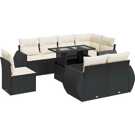 Maison Exclusive - Set de sofás de jardín con cojines 9 pzas ratá (1/5)