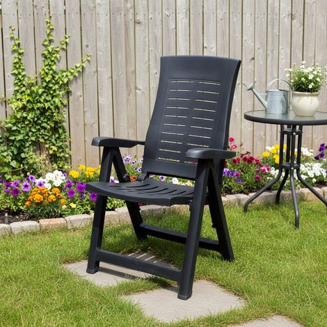 Rhump Gartenstuhl, eine verstellbare Rückenlehne. Made in Italy, Mehrfachpositionen, Anthrazit Schwarz (1/3)