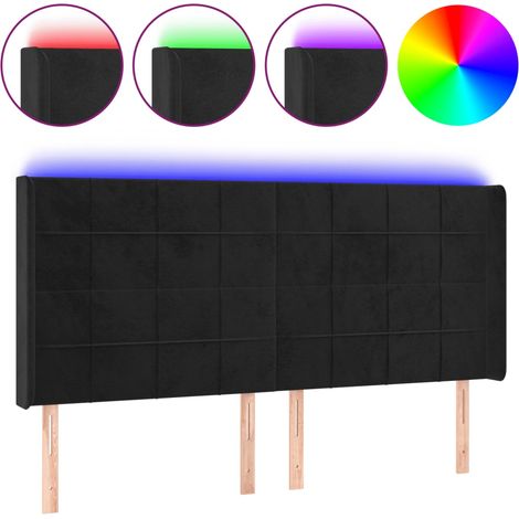 Maison Exclusive - Testiera a LED Nera 183x16x118/128 cm in Velluto