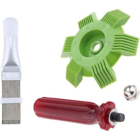 Peigne de climatiseur 2 pièces, peigne à ailettes de climatiseur peigne à ailettes en acier inoxydable, peigne de condenseur de climatiseur pour nettoyer le radiateur, l'évaporateur-Crezuo