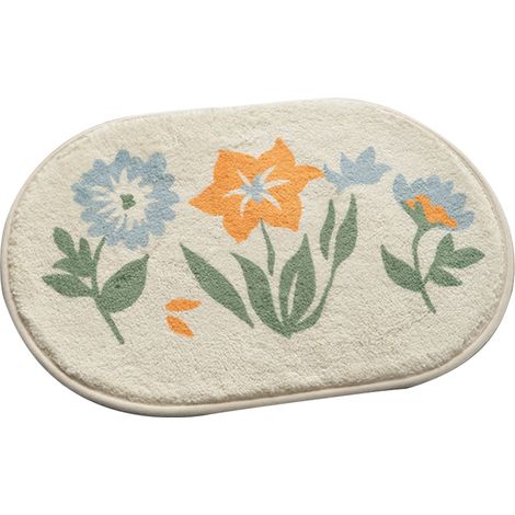 Tapis de sol ovale absorbant en imitation cachemire pour toilettes, tapis de porte de toilettes, tapis de chambre, tapis de salle de bain antidérapant (1/5)