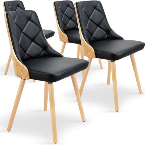 Lot de 4 chaises scandinaves Lalix Chêne Clair et Noir