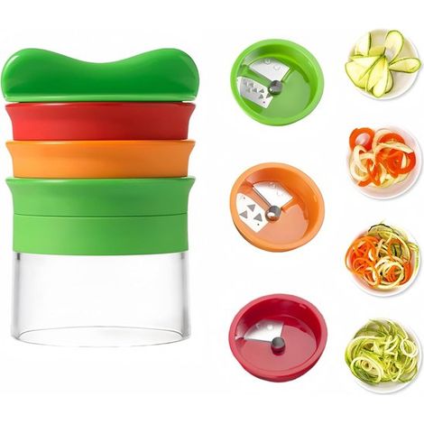 4 in 1 Gemüsespiralschneider Spiralschneider für Gemüse und Nudeln Zucchini Spiralschneider, Nudelmaschine, Gemüsespiralschneider für Zucchini, K (1/5)