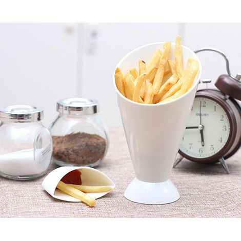 Cornet À Frites - Récipient À Trempette Intégré - Pour Maison Bar Ou Fête - 1 Pièce (1/5)