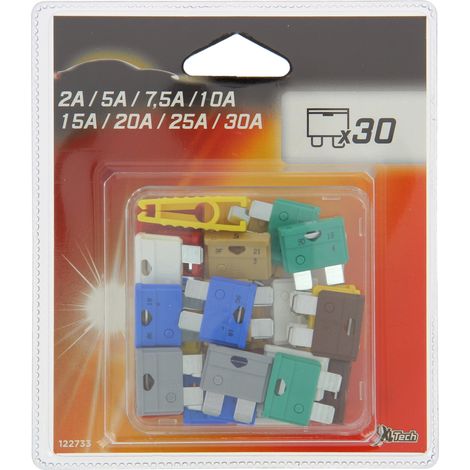 Boite 30 fusibles enfichables assortis dont 10A (1/2)