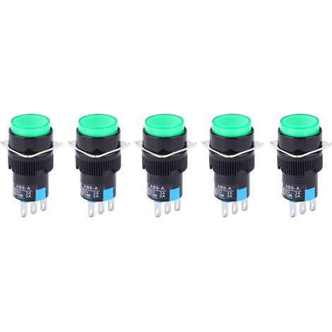 5 pièces 3 broches autobloquant LA16-11Z AB6 A interrupteur accessoire électroménager (vert) (1/4)