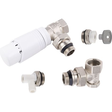 Noyon & Thiebault – Tête thermostatique pour radiateur – Raccordement mâle femelle 15x21 (1/2) – Corps laiton nickelé – Purgeur d'air carré