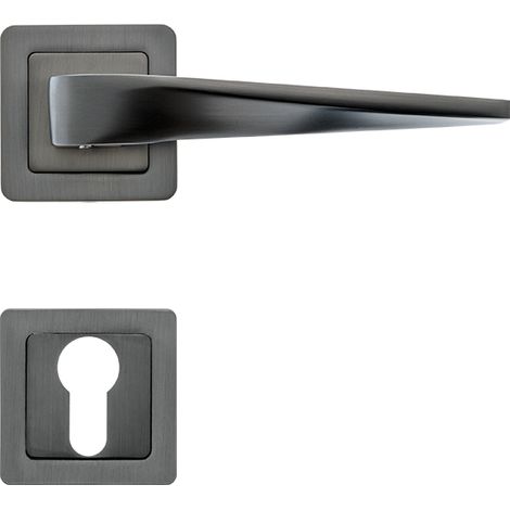 AYR Lot de 2 poignées MAXIM graphite mat + 2 rosaces cylindre graphite mat (1/4)