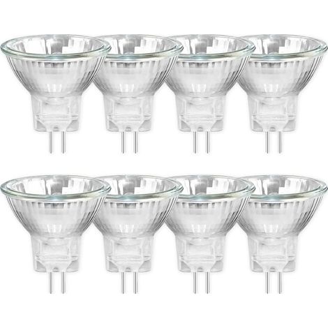 Pack de 8 MR11 12V 20W Ampoules Halogènes GU4, Dimmable Projecteur, 250LM, Ampoule halogène à spot, Blanc Chaud 2700K, 30 °Faisceaux, Base à Bi-Pin Couvercle en Verre (1/5)