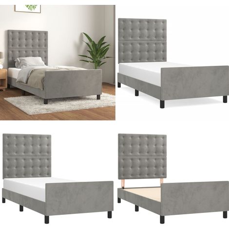 Giroletto senza Materasso Grigio Chiaro 90x200 cm Velluto - Letto con testiera - Testiera per letto
