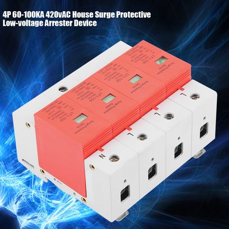 Parafoudre modulaire 4P 60-100KA 420VAC pour protection domestique contre surtensions basses tensions (1/5)