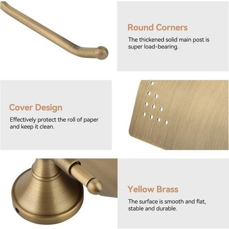 Antiker Toilettenpapierhalter, Toilettenpapierhalter aus gebürstetem Messing, Wandmontierter Toilettenpapierrollenhalter, Toilettenpapierspender (1/4)