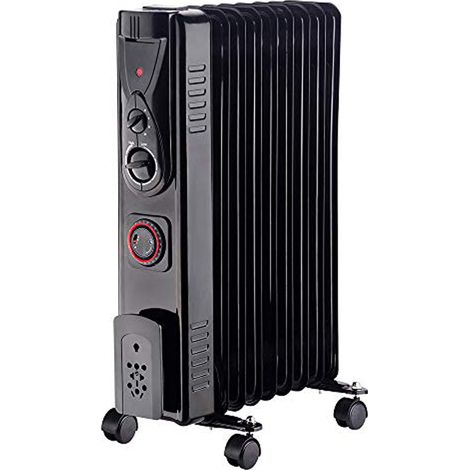 Black Oil Filled Radiator Portable Electric Heater Thermostat 9 Fin 2000W With Timer (1/5)