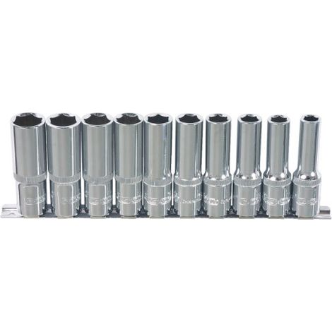 1/4" Serie di bussole esagonali CHROME lunghe,10pz.4-13mm (1/4)