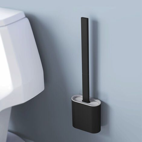 Toilettenbürste, Silikon-Toilettenbürste mit schnell trocknendem Bürstenhalter, Schwarz 365 98 43 mm (1/5)