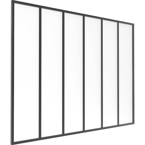 Vente-Unique – Verrière atelier en aluminium noir 180 x 130 cm – Verre trempé dépoli – Installation intérieure facile – Poteaux d'angle disponibles