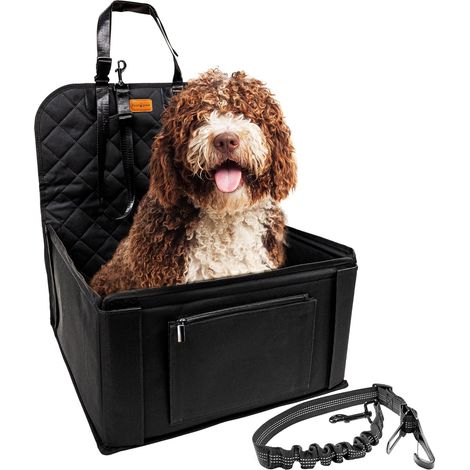 MINKUROW Seggiolino Auto per Cani di Piccola e Media Taglia - Sedile Posteriore e Sedile Anteriore, Seggiolino Auto per Cani Impermeabile di Alta Qualità Cesto per Auto per Cani Nero (1/5)