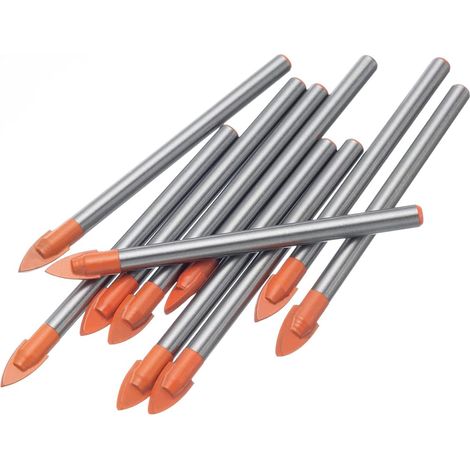 Lot de 10 forets à carreaux de verre de 6 mm, pointe en carbure de tungstène pour carrelage, verre, céramique, marbre et miroir (1/5)