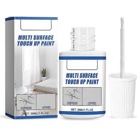 Peinture de réparation blanche 30 ml, imperméable, résistante aux UV, pour la rénovation et le recouvrement. (1/4)