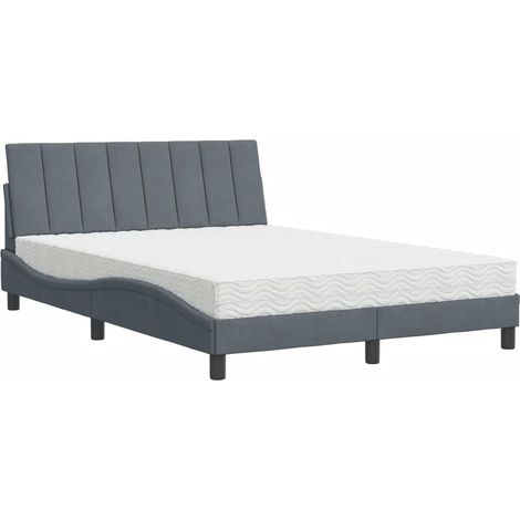 Bett mit Matratze "Hanko" Dunkelgrau 120x200 cm Samt vidaXL (1/5)