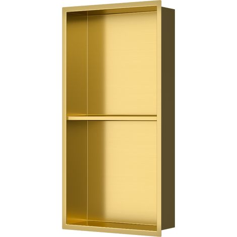 Swiss Aqua Technologies Niche de Douche à encastrer 60x30x10cm , deux étagères, en inox, Gold (SATAURN6030SBG)