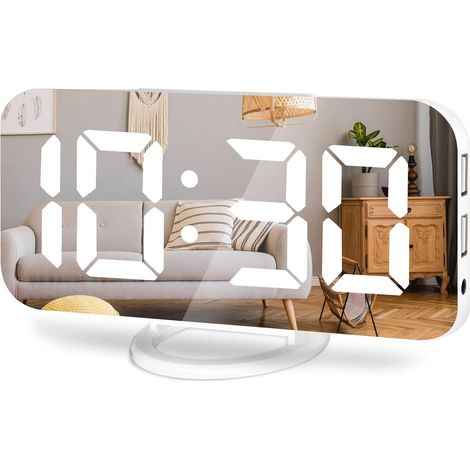 Réveil numérique LED avec grand écran miroir, horloge de bureau moderne (1/3)