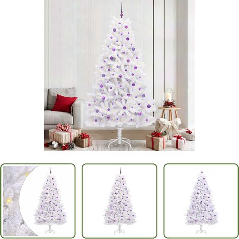 LED-Beleuchtung - Künstlicher klappbarer Weihnachtsbaum Weiß 240 cm PVC und Stahl (1/5)