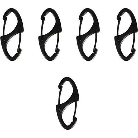 (41.3×19×2)5Pcs Mousquetons en Aluminium Clips S-Style Quick Release Hooks pour Voyager Pêche Camping (1/5)