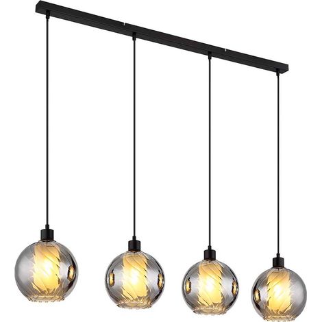 Suspension lampe suspension plafonnier boule verre noir fumé L 110 cm